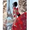 Image de Peinture au numéro : Belle Femme et Tour Eiffel  - sans châssis en bois FiguredArt-PN317