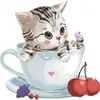 Image de Peinture au numéro : Chat et Cerises  - sans châssis en bois FiguredArt-PN1834