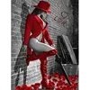 Image de Peinture au numéro : Femme sexy en Bottes de cuir rouge  - sans châssis en bois FiguredArt-PN1144