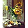Image de Peinture au numéro : Tournesols et Pomme devant la Fenêtre  - sans châssis en bois FiguredArt-PN607