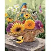 Image de Peinture au numéro : Fleurs dans un Panier et Oiseaux  - sans châssis en bois FiguredArt-PN316