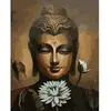 Image de Peinture au numéro : Visage de Bouddha et fleur de Lotus  - sans châssis en bois FiguredArt-PN1681