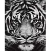 Image de Peinture au numéro : Tête de Tigre en noir et blanc  - sans châssis en bois FiguredArt-PN1516