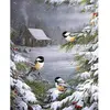 Image de Peinture au numéro : Trois Oiseaux sous la Neige  - sans châssis en bois FiguredArt-PN972