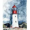 Image de Peinture au numéro : Phare sous un Ciel chargé - sans châssis en bois FiguredArt-PN1858