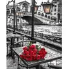 Image de Peinture au numéro : Terrasse et Bouquet  - sans châssis en bois FiguredArt-PN001