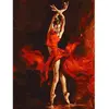 Image de Peinture au numéro : Danseuse Rouge Magique - sans châssis en bois FiguredArt-PN415