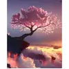 Image de Peinture au numÃ©ro : Arbre rose et Nuages - sans chÃ¢ssis en bois
