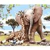 Image de Peinture au numéro : Amis Eléphant & Girafe - sans châssis en bois FiguredArt-PN629