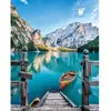 Image de Peinture au numéro : Barque sur un Lac de Montagne - sans châssis en bois FiguredArt-PN2282