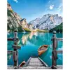 Image de Peinture au numÃ©ro : Barque sur un Lac de Montagne - sans chÃ¢ssis en bois