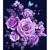 Image de Broderie diamant : Fleurs et Papillons en Violet - sans chassis en bois FiguredArt-DP-169