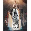 Image de Broderie diamant : Chat Reflet dans la Ville - sans chassis en bois FiguredArt-DP-559