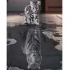 Image de Broderie diamant : Reflet Tigre et Lion - sans chassis en bois FiguredArt-DP-070