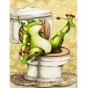 Image de Broderie diamant : La Grenouille aux Toilettes - sans chassis en bois FiguredArt-DP-1101