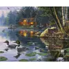 Image de Peinture au numéro : Chalet au bord du lac - sans châssis en bois FiguredArt-FA10025