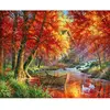Image de Peinture au numéro : Rivière d'automne et barque - sans châssis en bois FiguredArt-FA10021