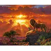 Image de Peinture au numéro : Lion au coucher de soleil - sans châssis en bois FiguredArt-FA10010