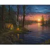 Image de Peinture au numéro : Camping au bord du lac - toile tendue sur châssis FiguredArt-FA10019-Y