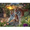 Image de Peinture au numéro : Famille de Tigre - sans châssis en bois FiguredArt-FA10080
