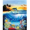 Image de Peinture au numéro : Dauphins dans le lagon - sans châssis en bois FiguredArt-FA10077