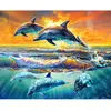 Image de Peinture au numéro : Aube de Dauphins - sans châssis en bois FiguredArt-FA10041
