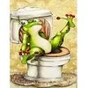 Image de Broderie diamant : La Grenouille aux Toilettes  - toile tendue sur chassis FiguredArt-DP-1101-Y