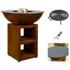 Image de Pack brasero rond Ø 94 cm sur meuble - Acier Corten - Piatto - Large - Quoco