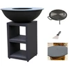 Image de Pack brasero rond Ø 84 cm sur meuble - Noir - Piatto - Moyen - Quoco