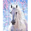Image de Peinture au numéro : Cheval et fleurs blanches - toile tendue sur châssis FiguredArt-PN1642-Y