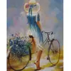 Image de Peinture au numéro : Jeune femme à bicyclette  - sans châssis en bois FiguredArt-PN5794