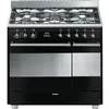 Image de Smeg SCB92MN8 - Cuisinière (four à deux étages) - pose libre - largeur : 90 cm - profondeur : 60 cm - hauteur : 88.5 cm - avec système auto-nettoyant - noir brillant