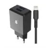 Image de Chargeur Dual USB 2 ports One+ Noir pour iPhone 8 X 12 et 13 + Câble