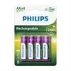Image de Pack de 4 piles rechargeable Philips AA LR6 2600 mAh