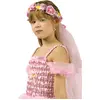Image de Couronne de fleurs avec voile rose, enfant FETE-83486573