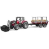Image de Tracteur Massey Ferguson 7480 avec fourche et remorque de transport de bois Bruder-02046