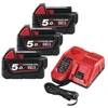Image de Pack m18 nrg-503 chargeur m12-18fc + 3 batteries 18v 5ah pack m18 nrg-503 chargeur m12-18fc + 3 batteries 18v 5ah 1 kit(s) - milwaukee