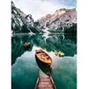 Image de Puzzle 500 piÃ¨ces : Les barques du lac de Braies, Italie