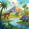 Image de Puzzle en bois 44 pièces : Les dinosaures