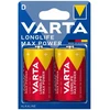 Image de Piles alcaline longlife max power piles alcalines longlife max power lr20 / d lr20 / d 1 blister(s) de 2 pièce(s) 2 pièce(s) alcaline - varta