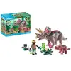 Image de Figurine triceratops +bebe et exploratr Playmobil Multicolore 18,7x9,2x24,8 cm A2501915