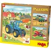 Image de Puzzle 3 x 24 pièces : Tracteur & Cie Haba-1300444
