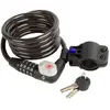 Image de Antivol câble spirale avec combinaison avec lumière led et support Messingschlager M-wave 700908 Noir 180 cm x 10 mm