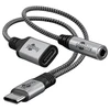 Image de Goobay Câble USB-C vers USB-C + Jack 3.5 mm (M/F) - 15 cm - Noir/Gris