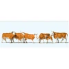 Image de Modélisme HO : Figurines : Set de 6 vaches marrons et blanches Preiser-PR10146