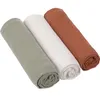 Image de Lot de 3 langes en mousseline Cozy Home Rouille, vert et blanc (85 x 85 cm)