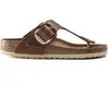 Image de Sandales femme Birkenstock Gizeh Big Buckle Natural Leather Oiled Marron 36 Étroit 1018785