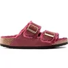 Image de Sandales femme Birkenstock Arizona Shearling Suede Leather Rouge 39 Étroit 1020464