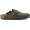 Image de Sandales en cuir suédé Birkenstock Boston Vert 37 Étroit 1024714