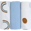 Image de Lot de 3 langes Happy Rascals Smile bleu ciel (60 x 60 cm)